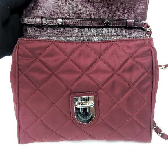 PRADA Impuntu Tessuto Quilted Nylon Chain Crossbody Bag Granato Shoulder Bag - Picture 10 of 16